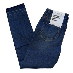 KENDALL & KYLIE Kontent Mid-Rise Crop Jeans Raw Hem | Size 7/8 | NWT